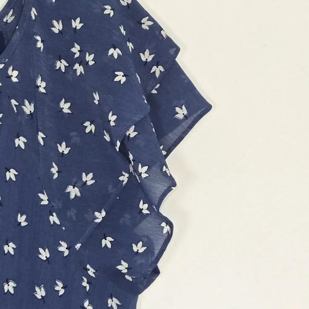 J. Crew floral midi dress. Size 8. Boho / peasant vibe. Blue. Flutter sleeves.